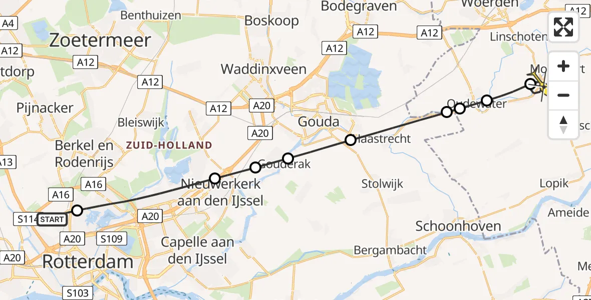 Routekaart van de vlucht: Lifeliner 2 naar Montfoort, Willeskop