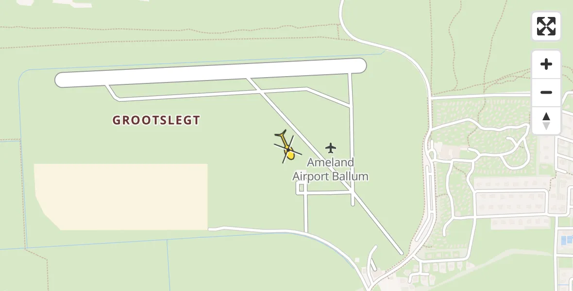 Routekaart van de vlucht: Ambulanceheli naar Ameland Airport Ballum