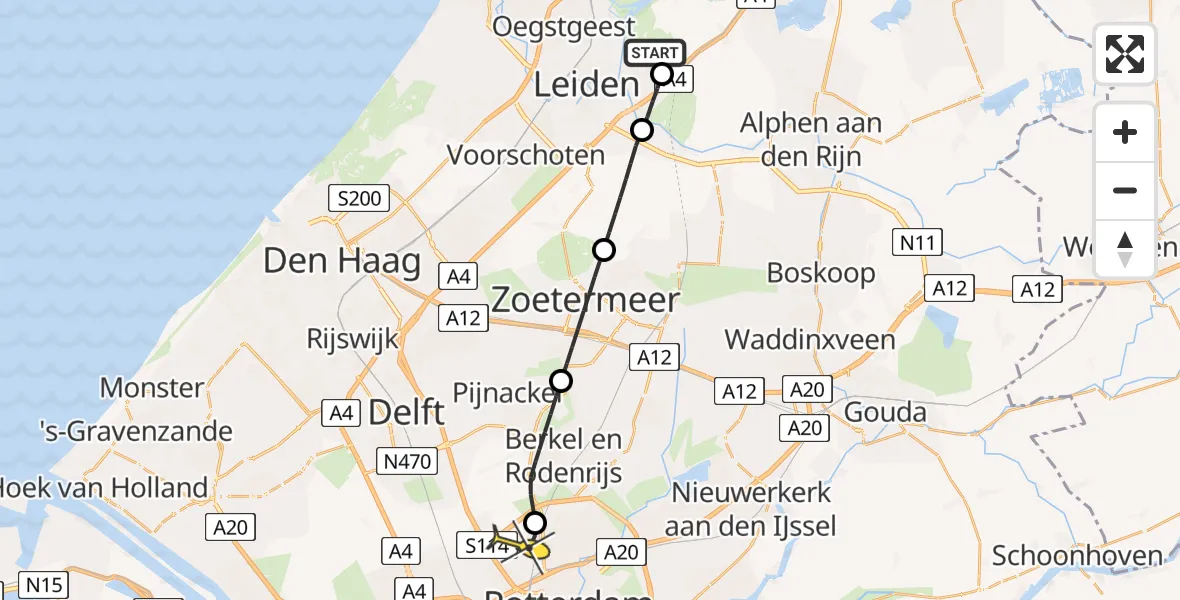 Routekaart van de vlucht: Lifeliner 2 naar Rotterdam The Hague Airport, Brandenburgbaan