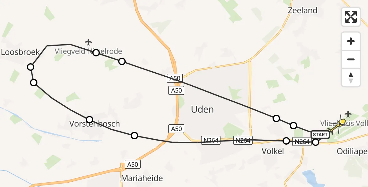Routekaart van de vlucht: Lifeliner 3 naar Vliegbasis Volkel, Zeelandsedijk