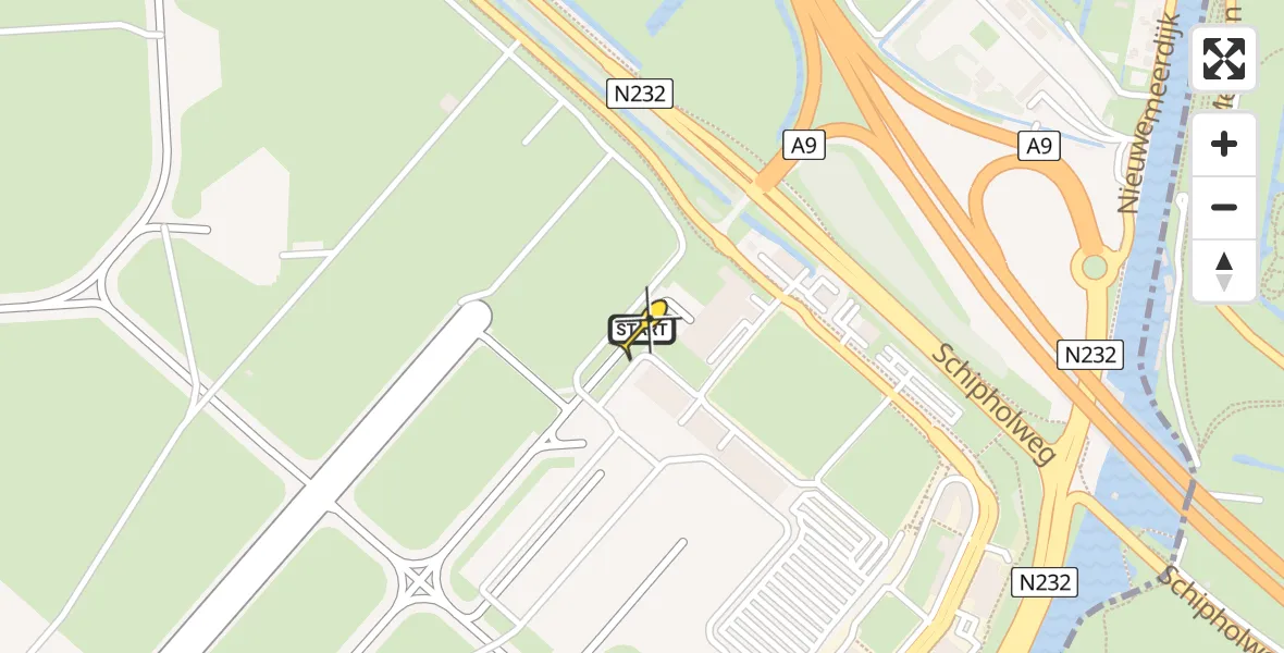 Routekaart van de vlucht: Politiehelikopter naar Schiphol, Loevesteinse Randweg
