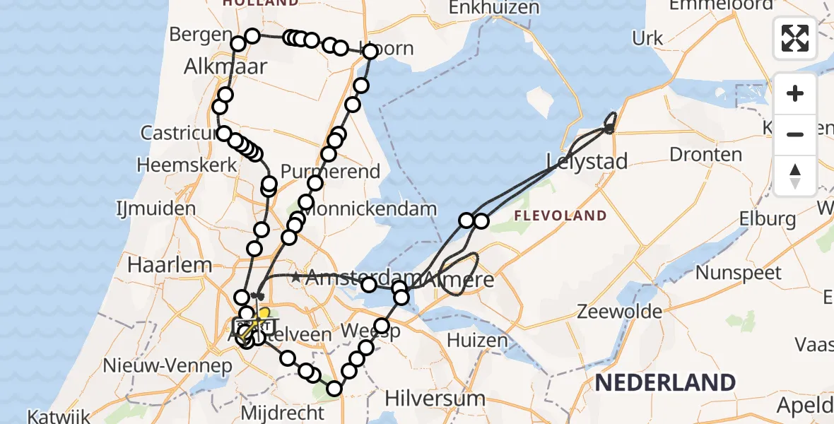 Routekaart van de vlucht: Politiehelikopter naar Schiphol, Loevesteinse Randweg