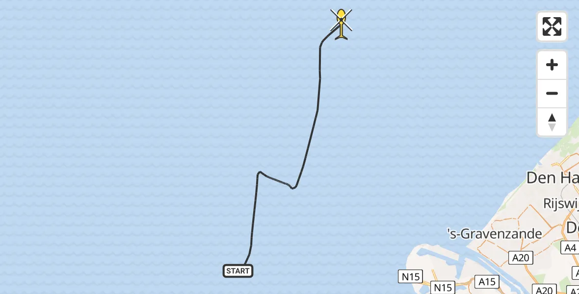 Routekaart van de vlucht: Kustwachthelikopter naar 