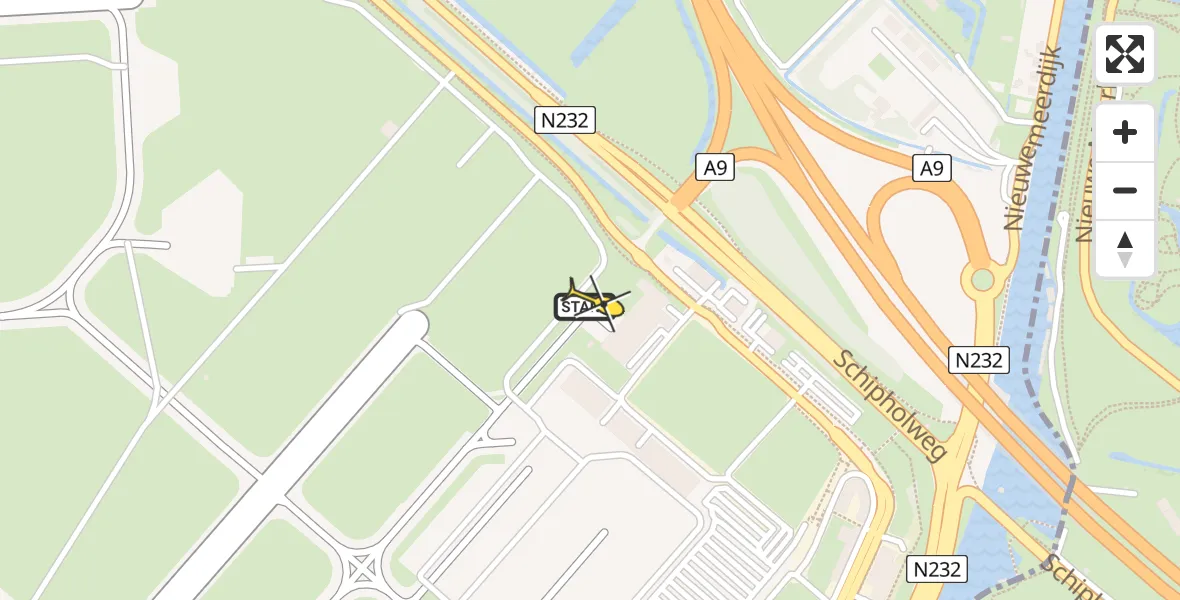 Routekaart van de vlucht: Politiehelikopter naar Schiphol, Loevesteinse Randweg