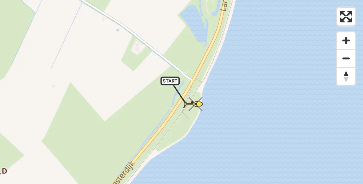 Routekaart van de vlucht: Kustwachthelikopter naar Oosterend, Lancasterdijk