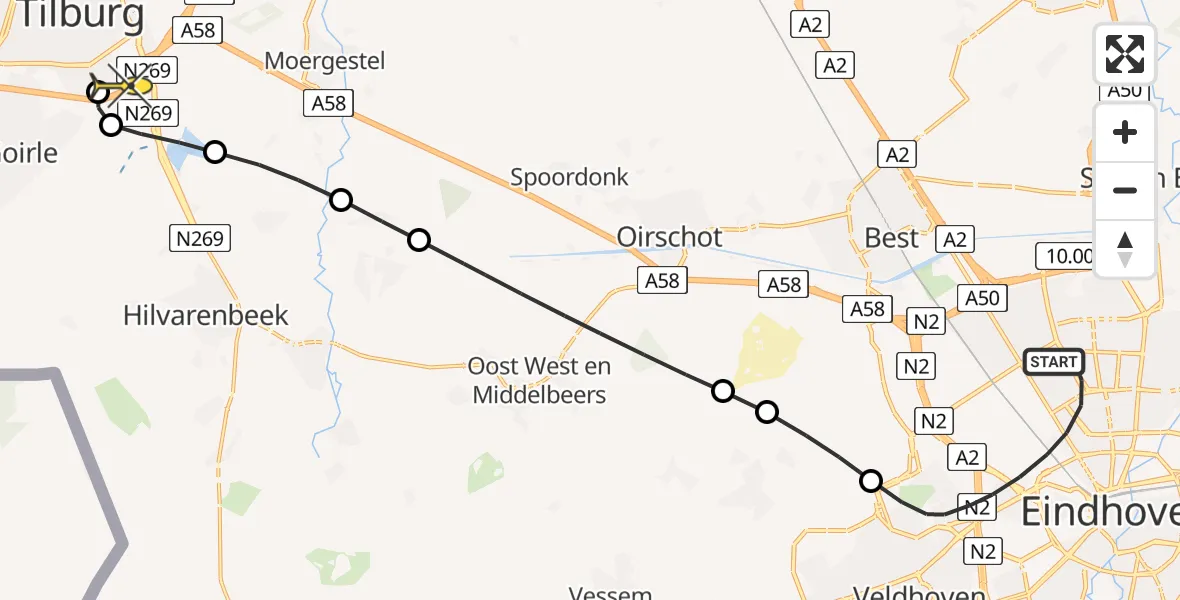 Routekaart van de vlucht: Lifeliner 3 naar Tilburg, Ambrosiusweg