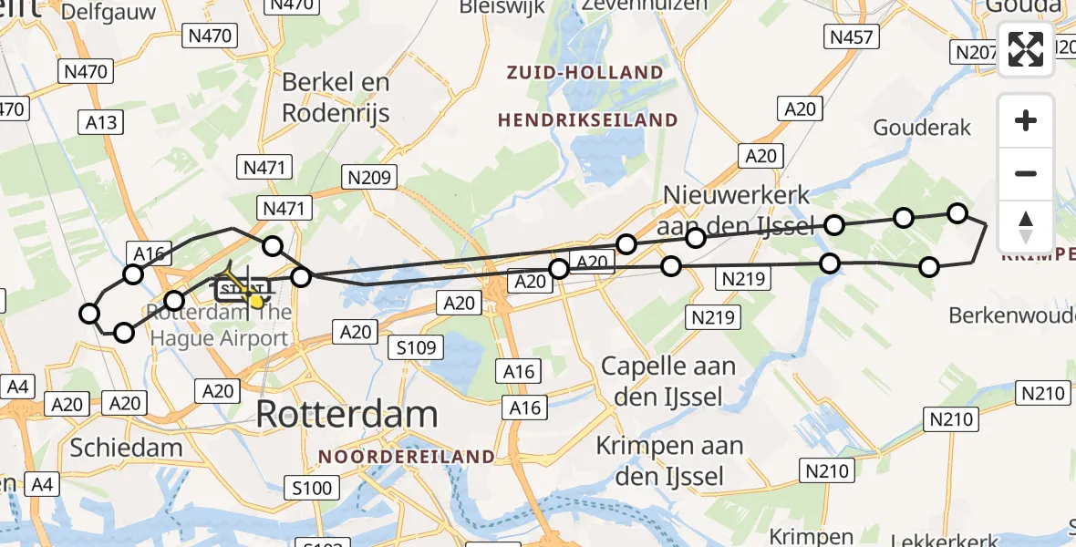 Routekaart van de vlucht: Lifeliner 2 naar Rotterdam The Hague Airport, Brandenburgbaan