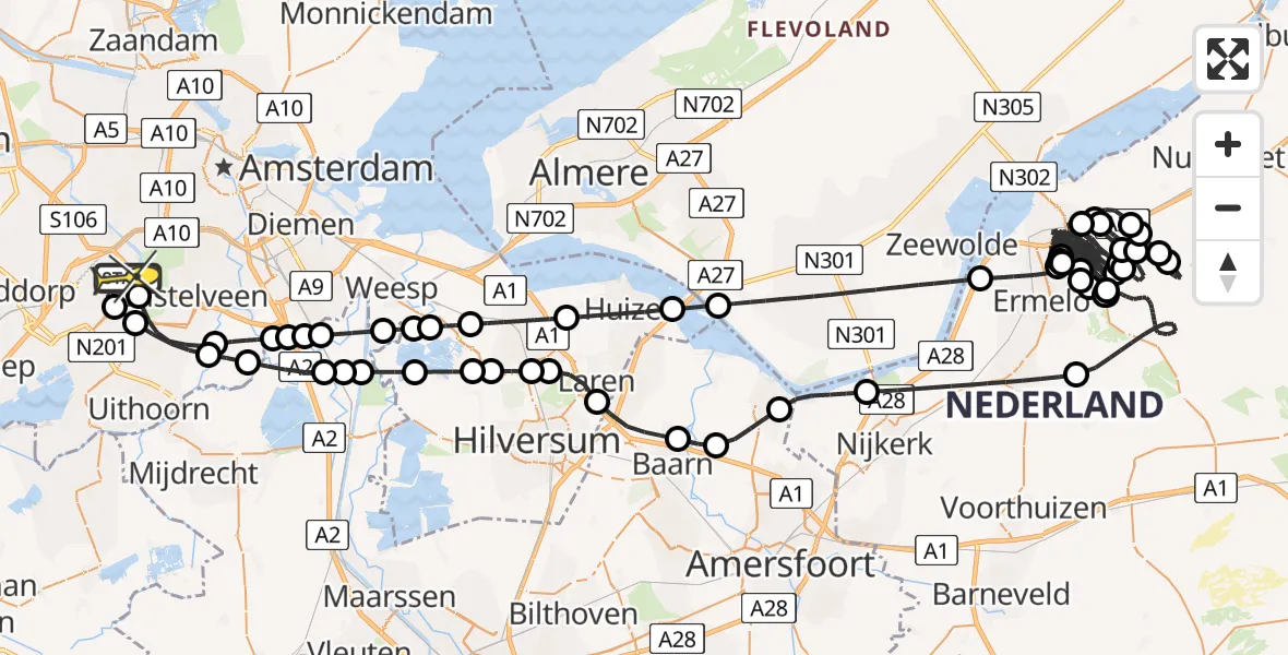 Routekaart van de vlucht: Politiehelikopter naar Schiphol, Thermiekstraat