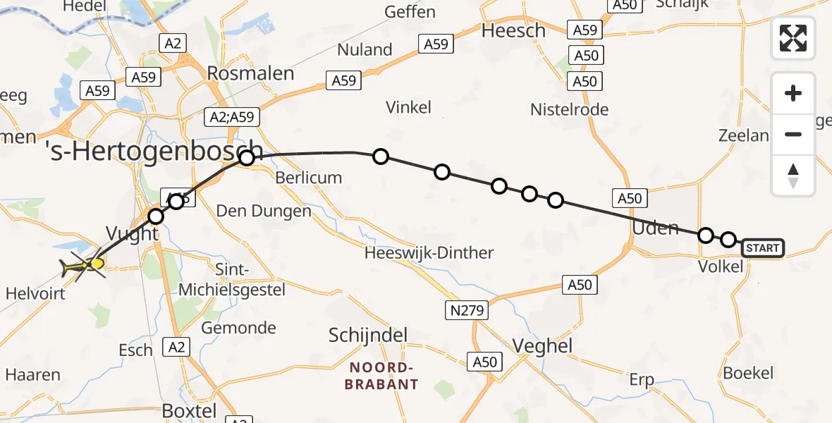 Routekaart van de vlucht: Lifeliner 3 naar Vught, Groenewouddreef