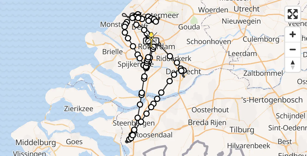 Routekaart van de vlucht: Politieheli naar Rotterdam The Hague Airport, Fairoaksbaan