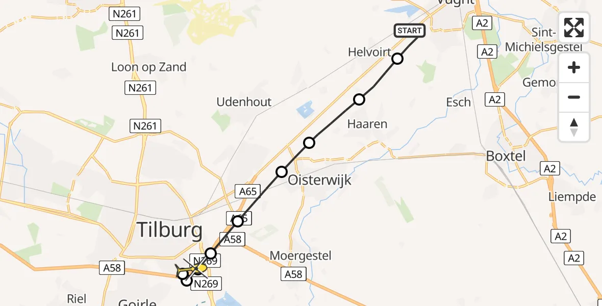 Routekaart van de vlucht: Lifeliner 3 naar Tilburg, Ambrosiusweg