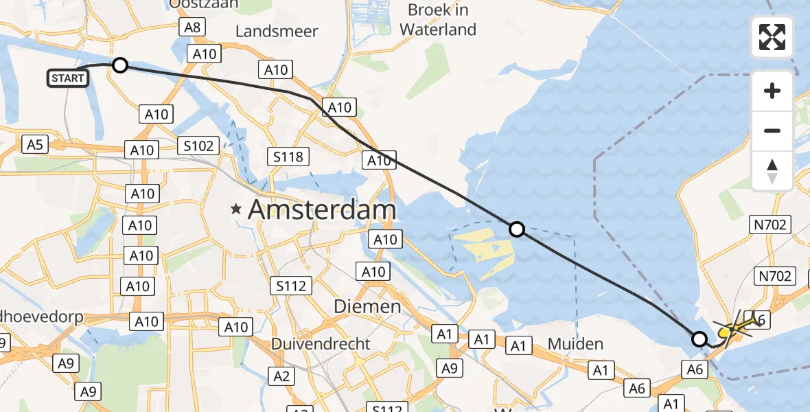 Routekaart van de vlucht: Lifeliner 1 naar Almere, Elementendreef