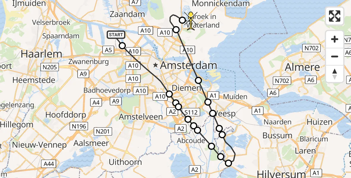 Routekaart van de vlucht: Lifeliner 1 naar Watergang, Varkenslandpad