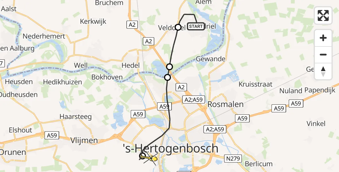 Routekaart van de vlucht: Lifeliner 3 naar Vught, Henri Dunantstraat