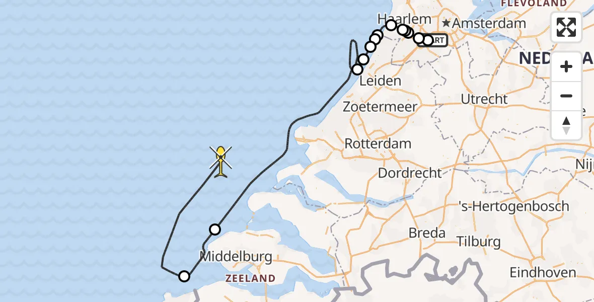 Routekaart van de vlucht: Politieheli naar Ceintuurbaan