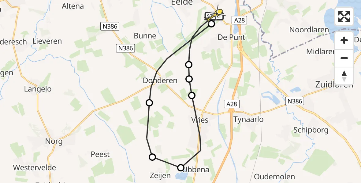 Routekaart van de vlucht: Lifeliner 4 naar Groningen Airport Eelde, Machlaan