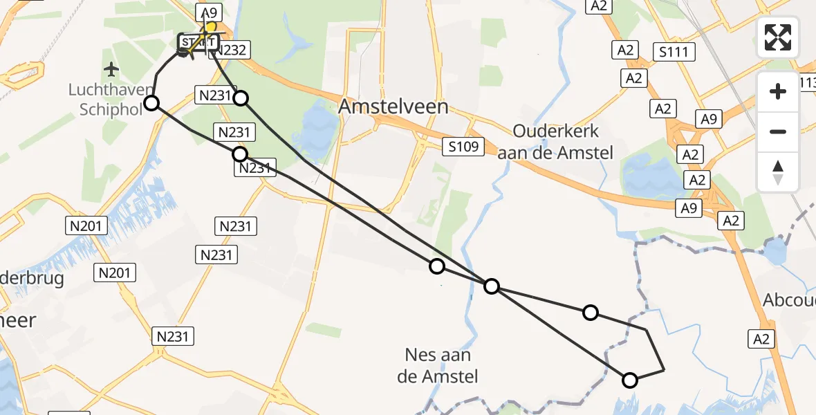 Routekaart van de vlucht: Politiehelikopter naar Schiphol, Thermiekstraat