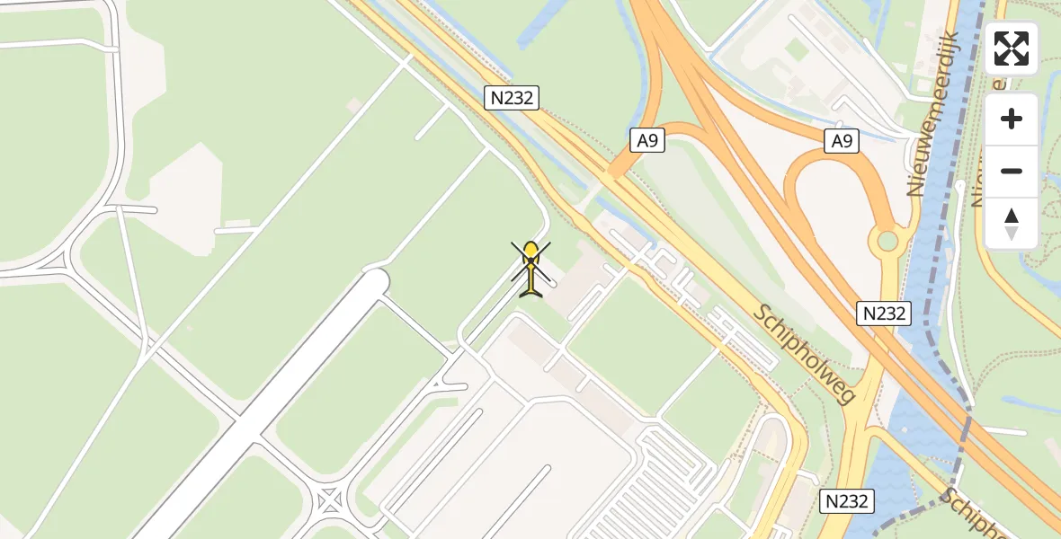 Routekaart van de vlucht: Politiehelikopter naar Schiphol