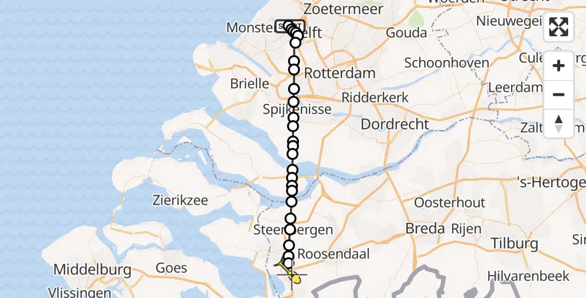 Routekaart van de vlucht: Lifeliner 2 naar Bergen op Zoom, Lorkstraat
