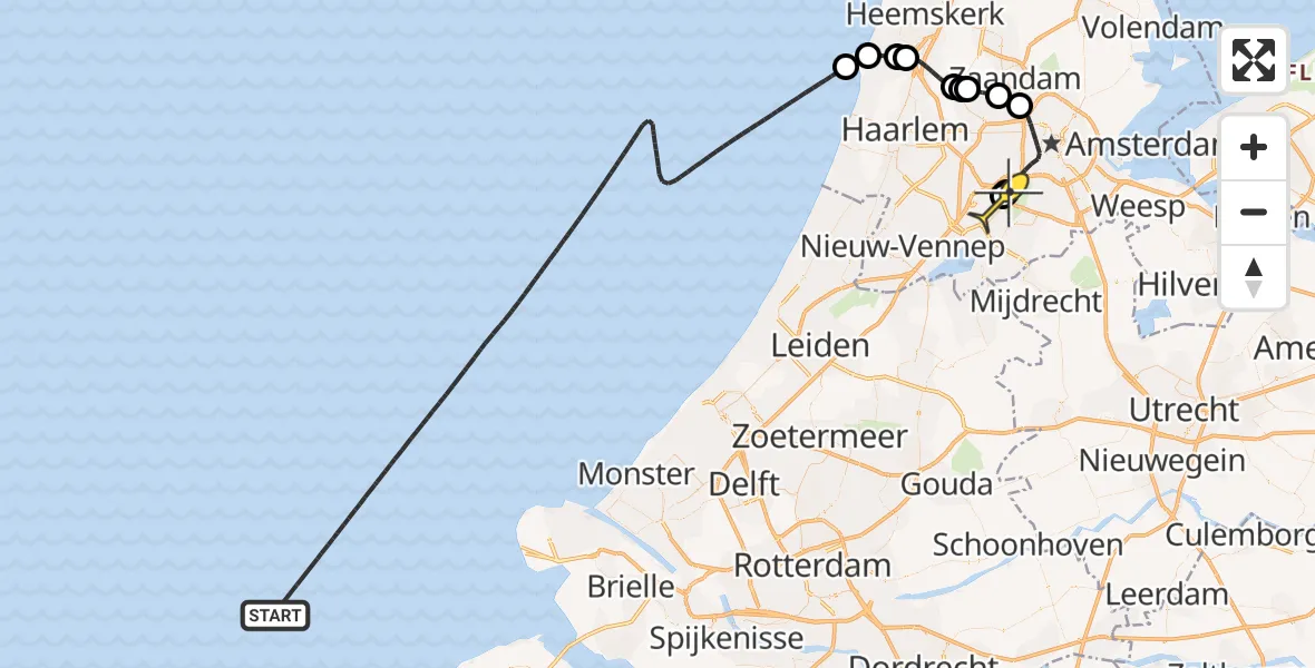 Routekaart van de vlucht: Politiehelikopter naar Schiphol, Thermiekstraat