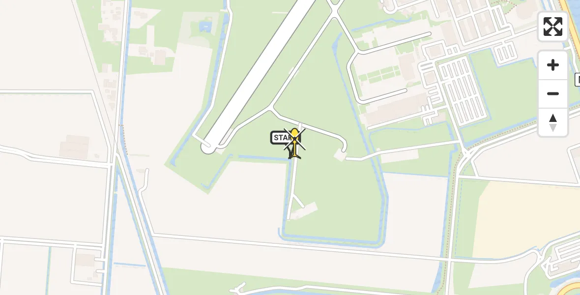 Routekaart van de vlucht: Kustwachthelikopter naar Vliegveld De Kooy, Rijksweg