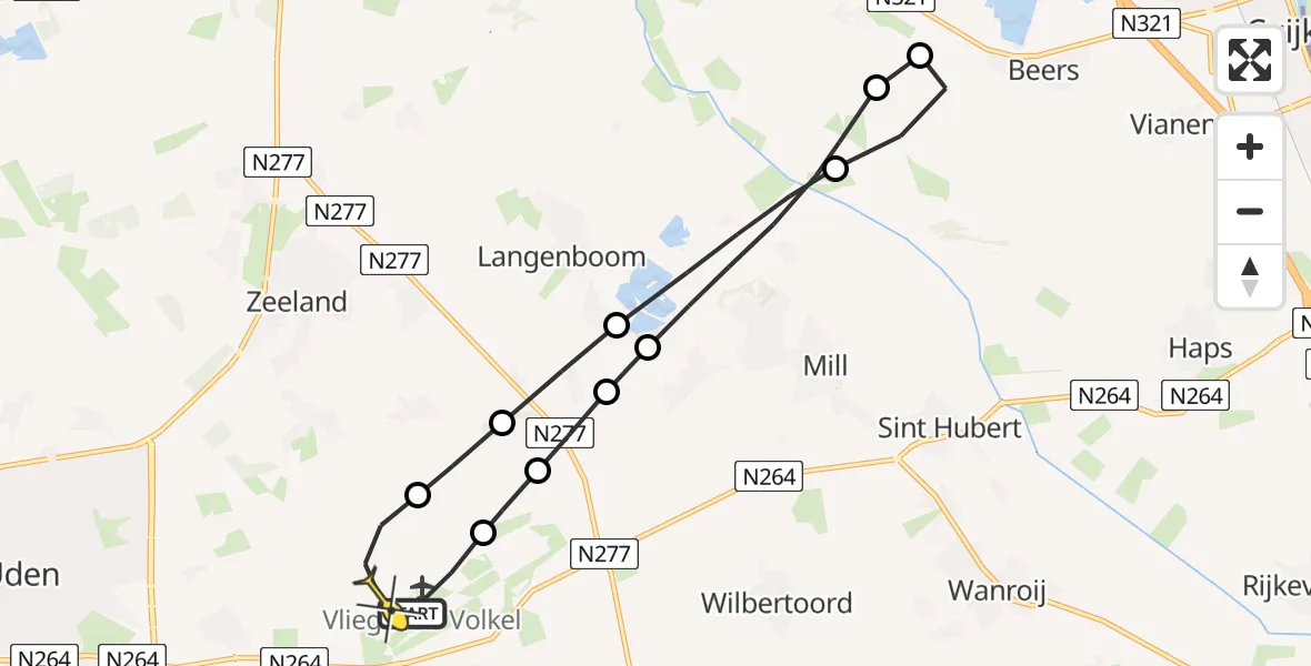 Routekaart van de vlucht: Lifeliner 3 naar Vliegbasis Volkel, Zeelandsedijk