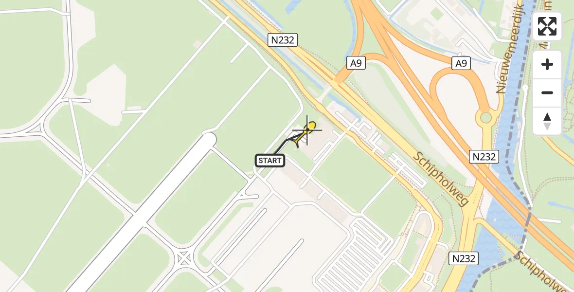 Routekaart van de vlucht: Politiehelikopter naar Schiphol, Walaardt Sacréstraat
