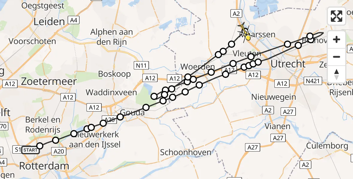 Routekaart van de vlucht: Lifeliner 2 naar Maarssen, Zwanenkamp