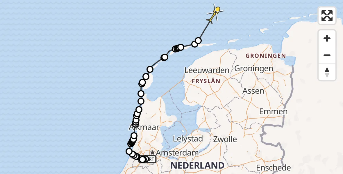 Routekaart van de vlucht: Politieheli naar Ceintuurbaan