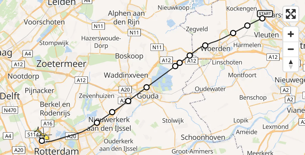 Routekaart van de vlucht: Lifeliner 2 naar Rotterdam The Hague Airport, Brandenburgbaan