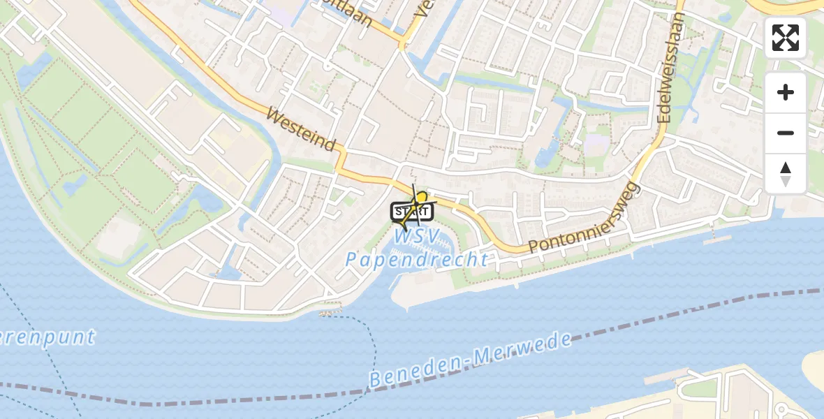 Routekaart van de vlucht: Lifeliner 3 naar Papendrecht, Pontonnierspad