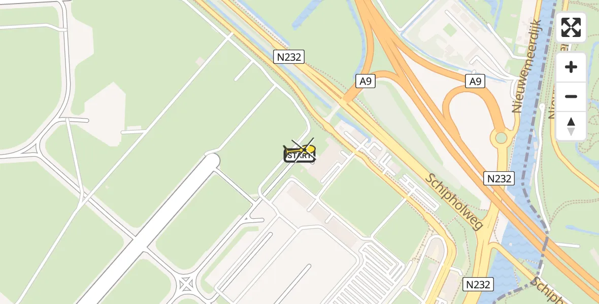 Routekaart van de vlucht: Politiehelikopter naar Schiphol, Loevesteinse Randweg