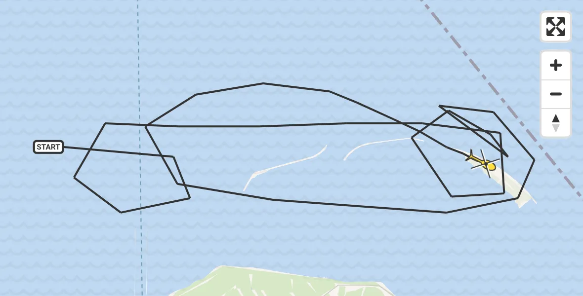 Routekaart van de vlucht: Politiehelikopter naar Muiden, Hooft