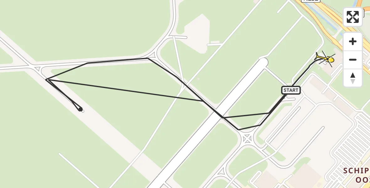 Routekaart van de vlucht: Politieheli naar Schiphol, Thermiekstraat