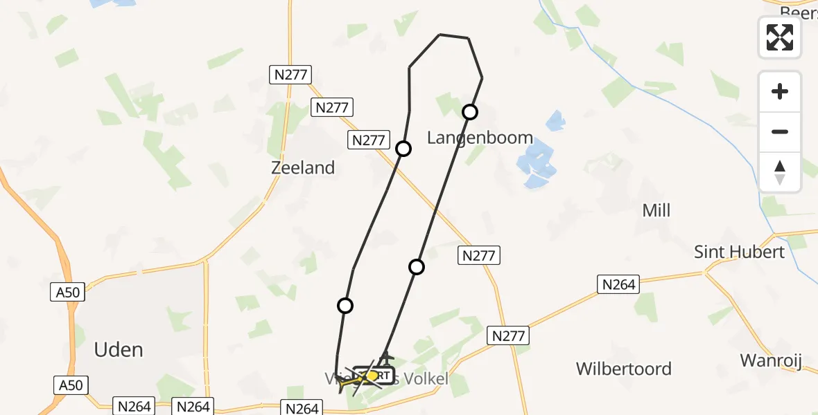 Routekaart van de vlucht: Lifeliner 3 naar Vliegbasis Volkel, Zeelandsedijk
