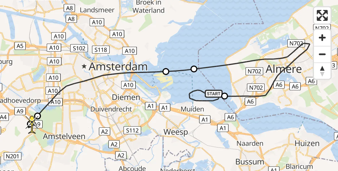 Routekaart van de vlucht: Politieheli naar Schiphol, Loevesteinse Randweg