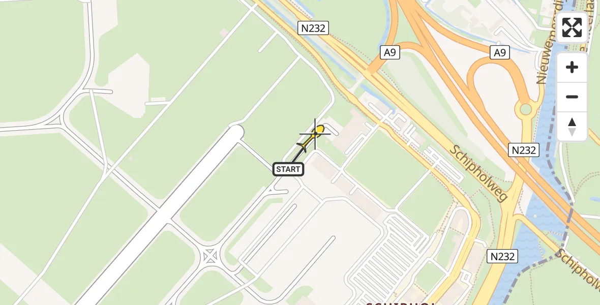 Routekaart van de vlucht: Politieheli naar Schiphol, Loevesteinse Randweg