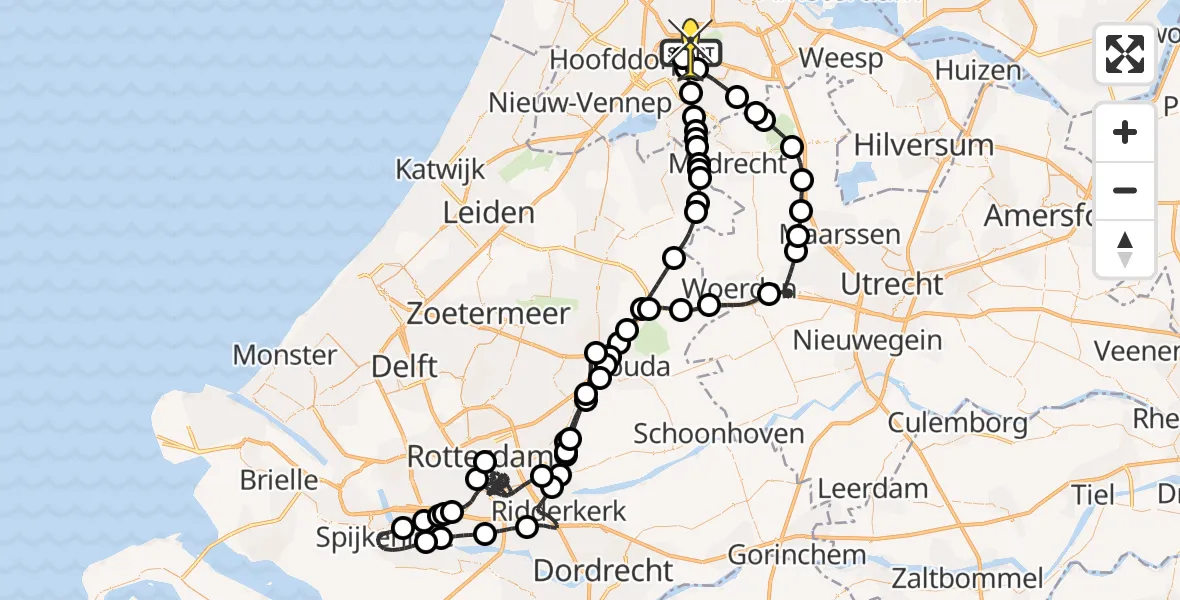 Routekaart van de vlucht: Politieheli naar Schiphol, Loevesteinse Randweg