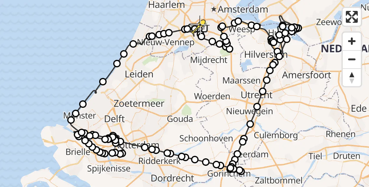 Routekaart van de vlucht: Politiehelikopter naar Schiphol, Loevesteinse Randweg