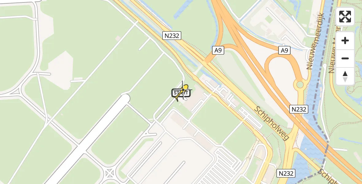 Routekaart van de vlucht: Politiehelikopter naar Schiphol, Loevesteinse Randweg