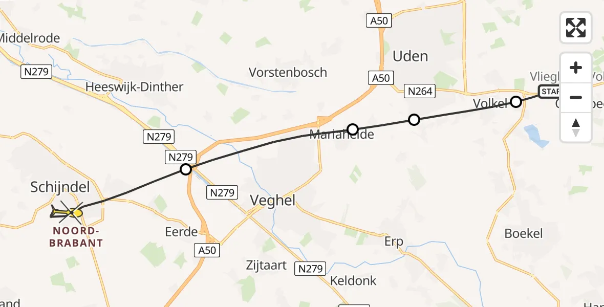 Routekaart van de vlucht: Lifeliner 3 naar Schijndel, Plein