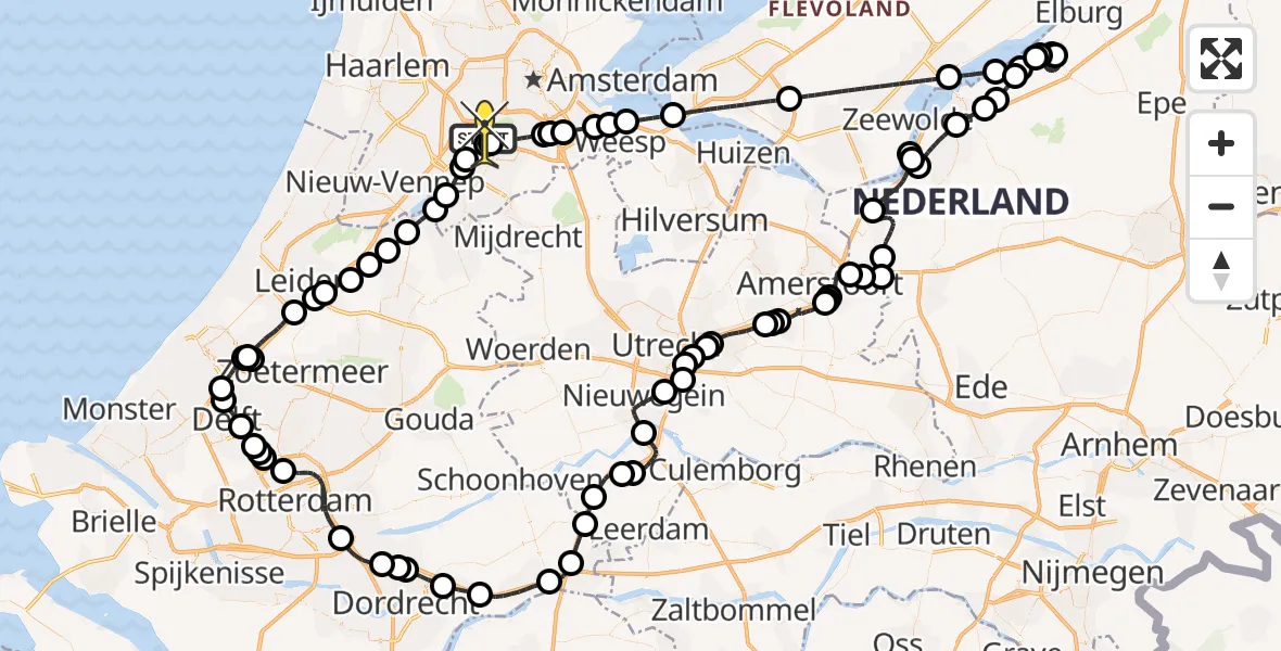 Routekaart van de vlucht: Politiehelikopter naar Schiphol, Thermiekstraat