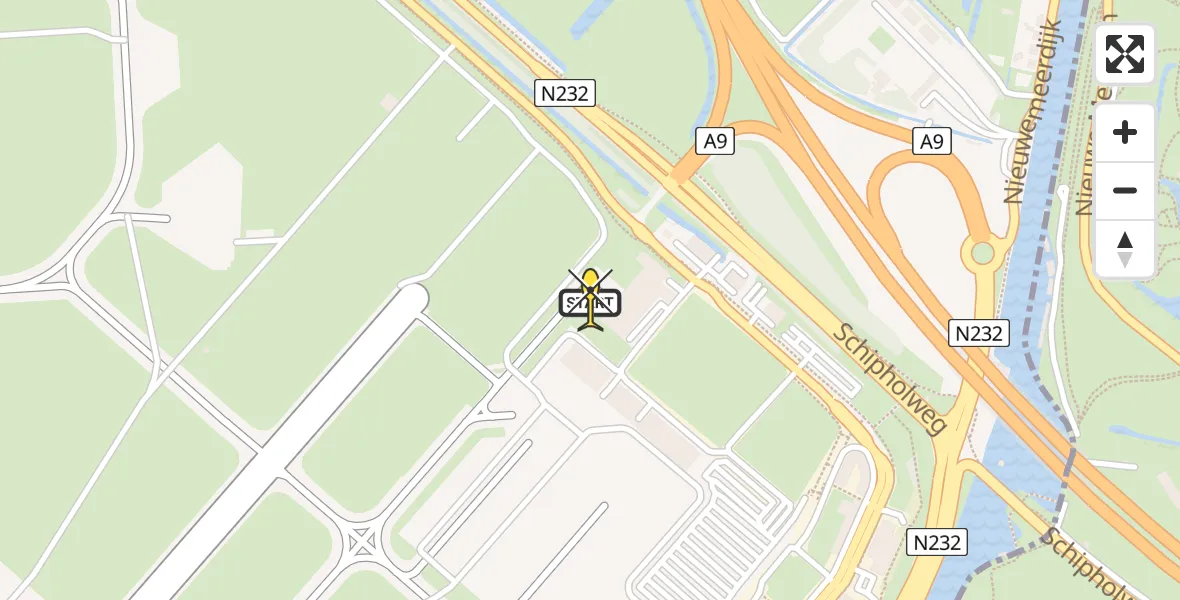 Routekaart van de vlucht: Politieheli naar Schiphol, Loevesteinse Randweg