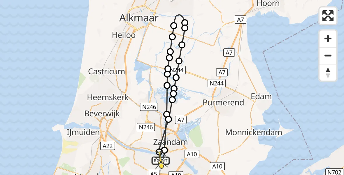 Routekaart van de vlucht: Lifeliner 1 naar Amsterdam Heliport, Capriweg