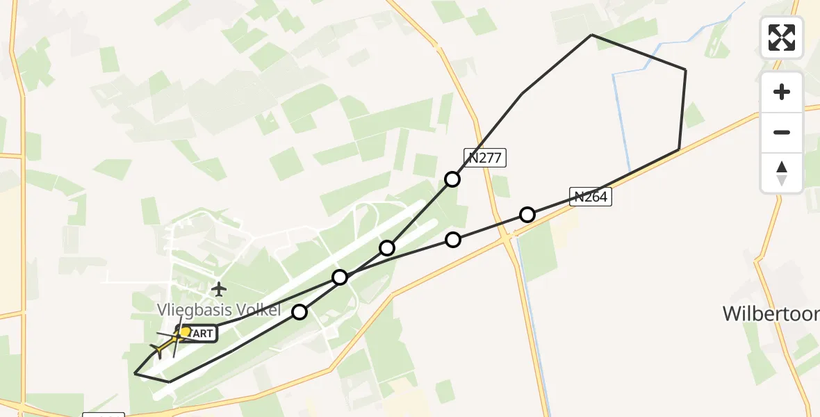 Routekaart van de vlucht: Lifeliner 3 naar Vliegbasis Volkel, Zeelandsedijk