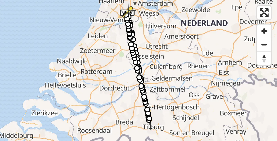 Routekaart van de vlucht: Politieheli naar Schiphol, Loevesteinse Randweg