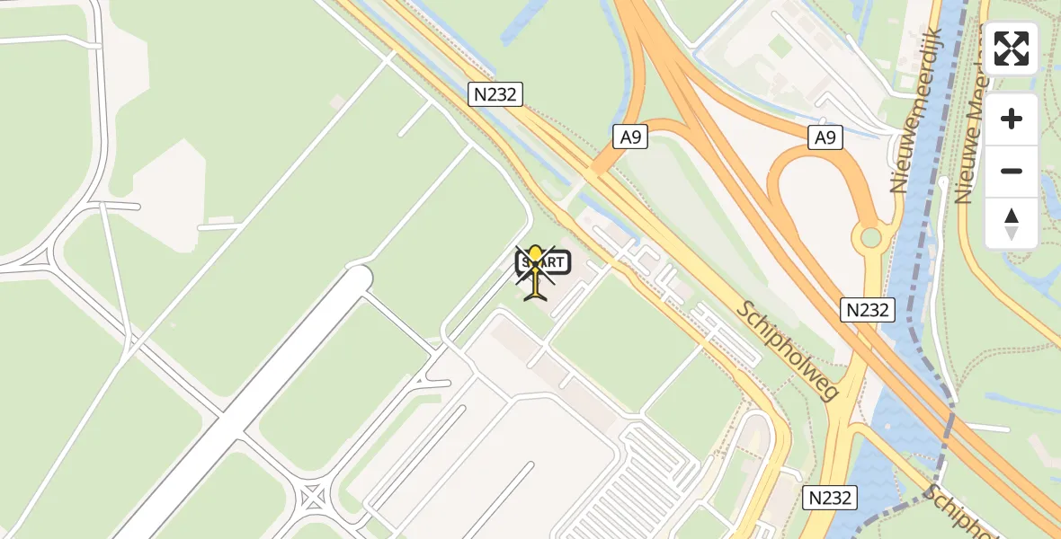 Routekaart van de vlucht: Politieheli naar Schiphol, Walaardt Sacréstraat