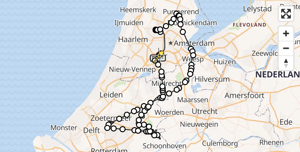 Routekaart van de vlucht: Politiehelikopter naar Schiphol, Loevesteinse Randweg