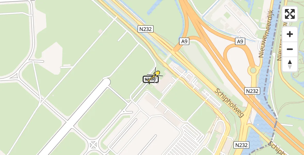 Routekaart van de vlucht: Politiehelikopter naar Schiphol, Loevesteinse Randweg