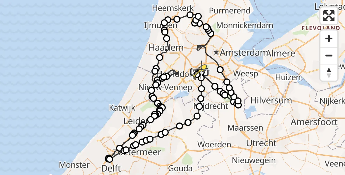 Routekaart van de vlucht: Politieheli naar Schiphol, Loevesteinse Randweg
